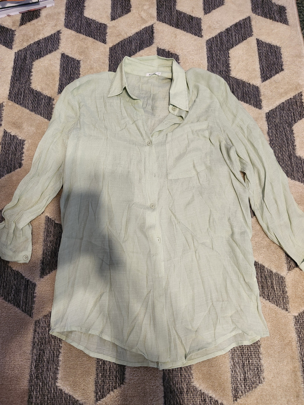 Light Sage Green Women's Button-Down Blouse - Relaxed Collared Shirt